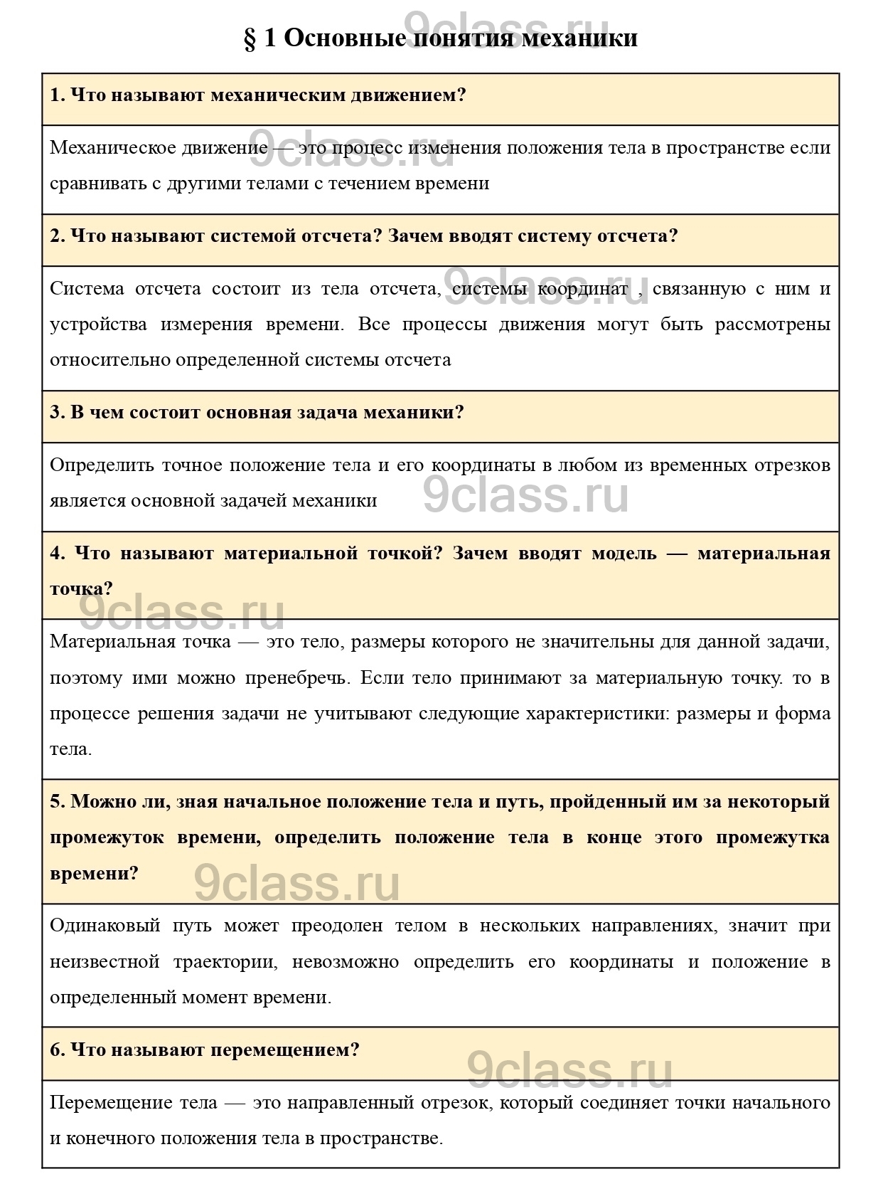 Вопросы в конце параграфа 1 - ГДЗ по Физике для 9 класса Учебник Пурышева,  Важеевская, Чаругин решебник